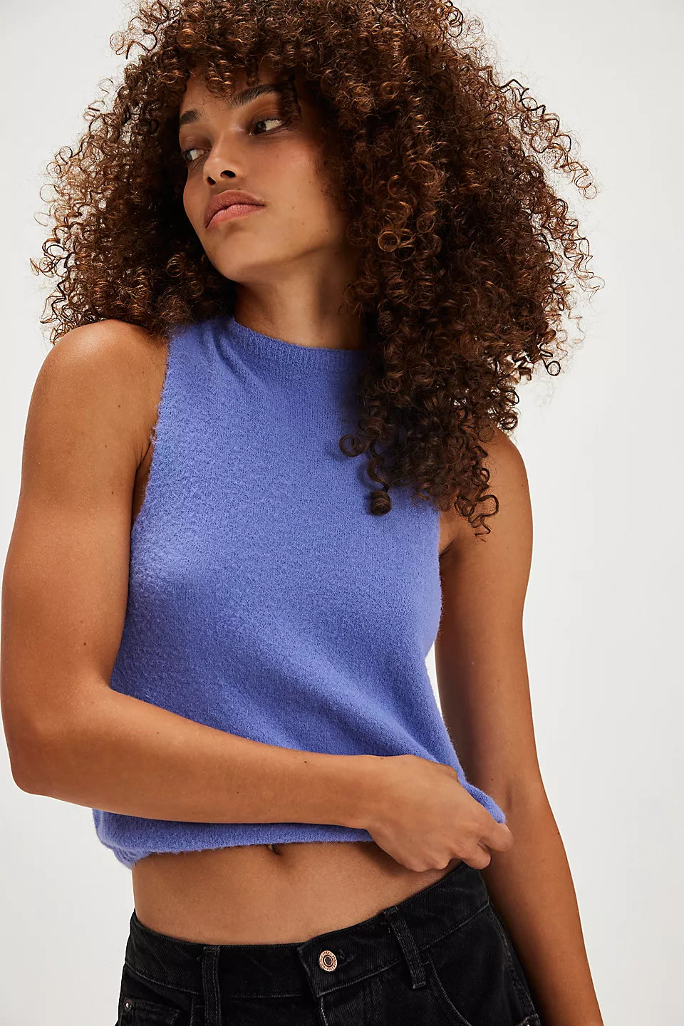 Free People Warm Fluff Crop Top Periwinkle