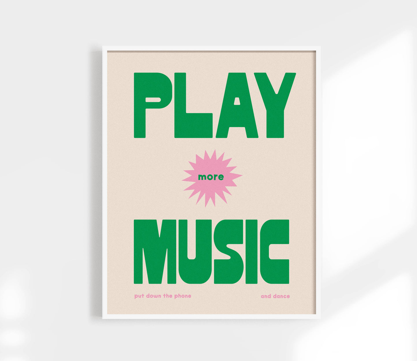 Play More Music Print Green