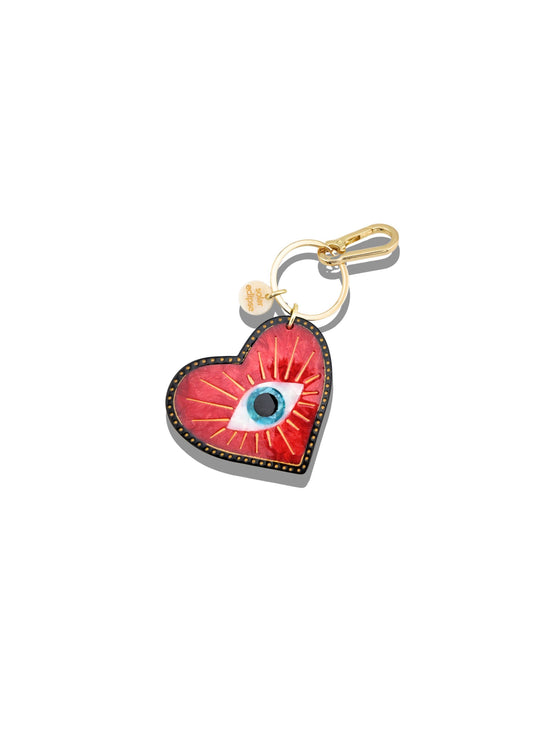 Solar Eclipse Hand-painted Lucky Eye Heart Bag Charm + Keychain