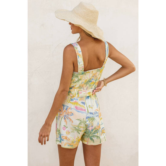 Load image into Gallery viewer, Summer Somewhere Button Down Romper
