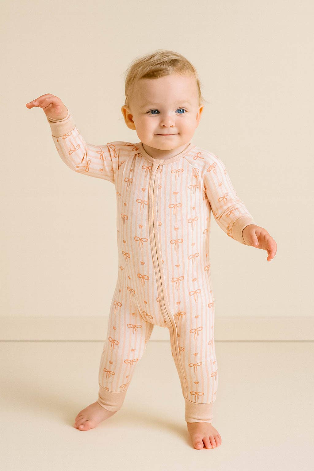 Bow Stripe Bamboo Baby Pajamas