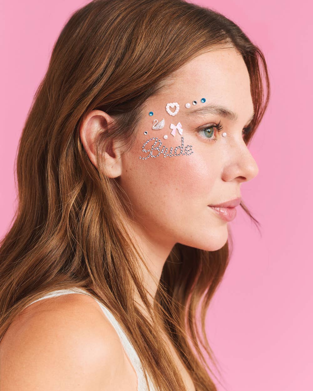 Bride Bach Face Gems | blue, white, bridal party, bach