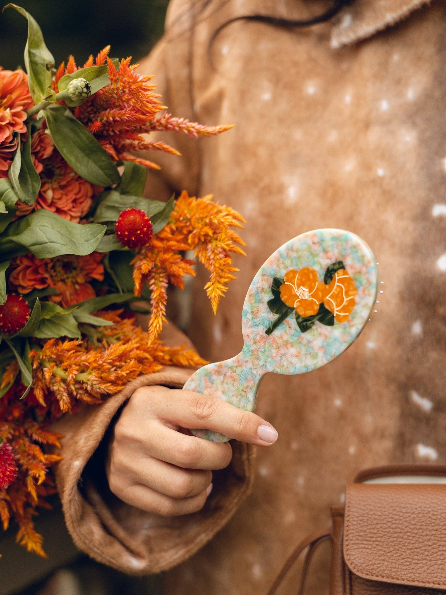 Solar Eclipse Hand-Painted Orange Vintage Poppy Brush