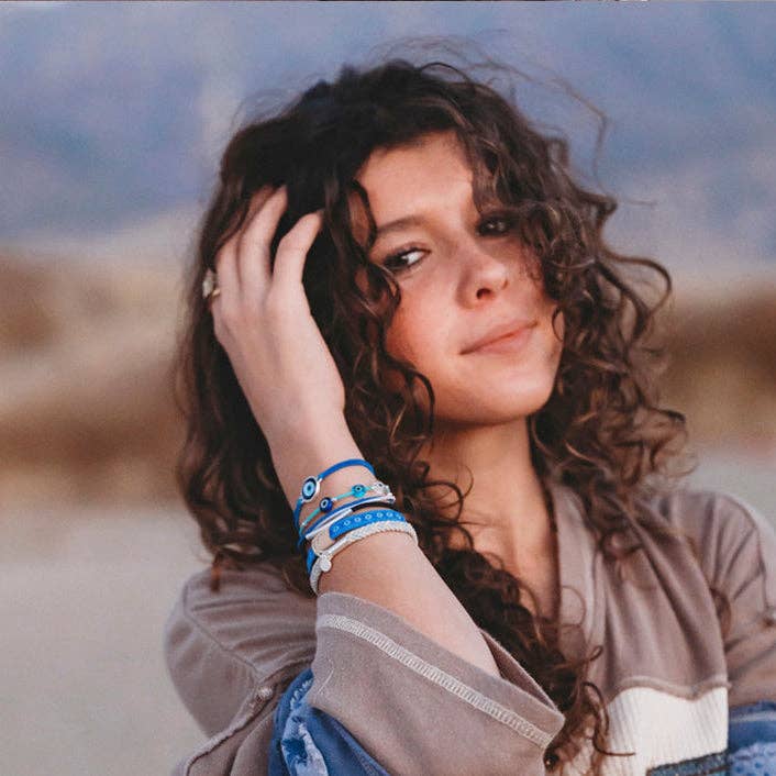 K'lani "Resist" Blue Evil Eye Hair Tie Bracelets