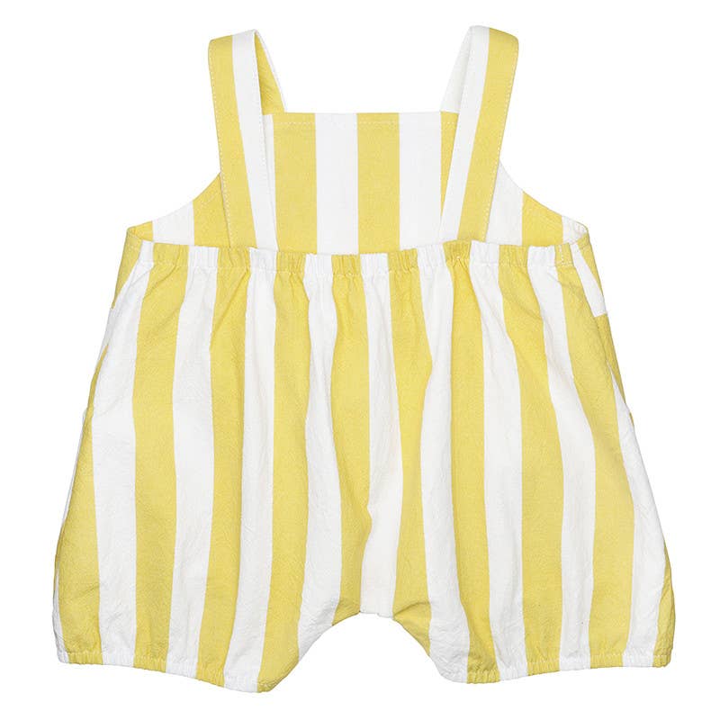 Overall Romper - Yellow Stripes