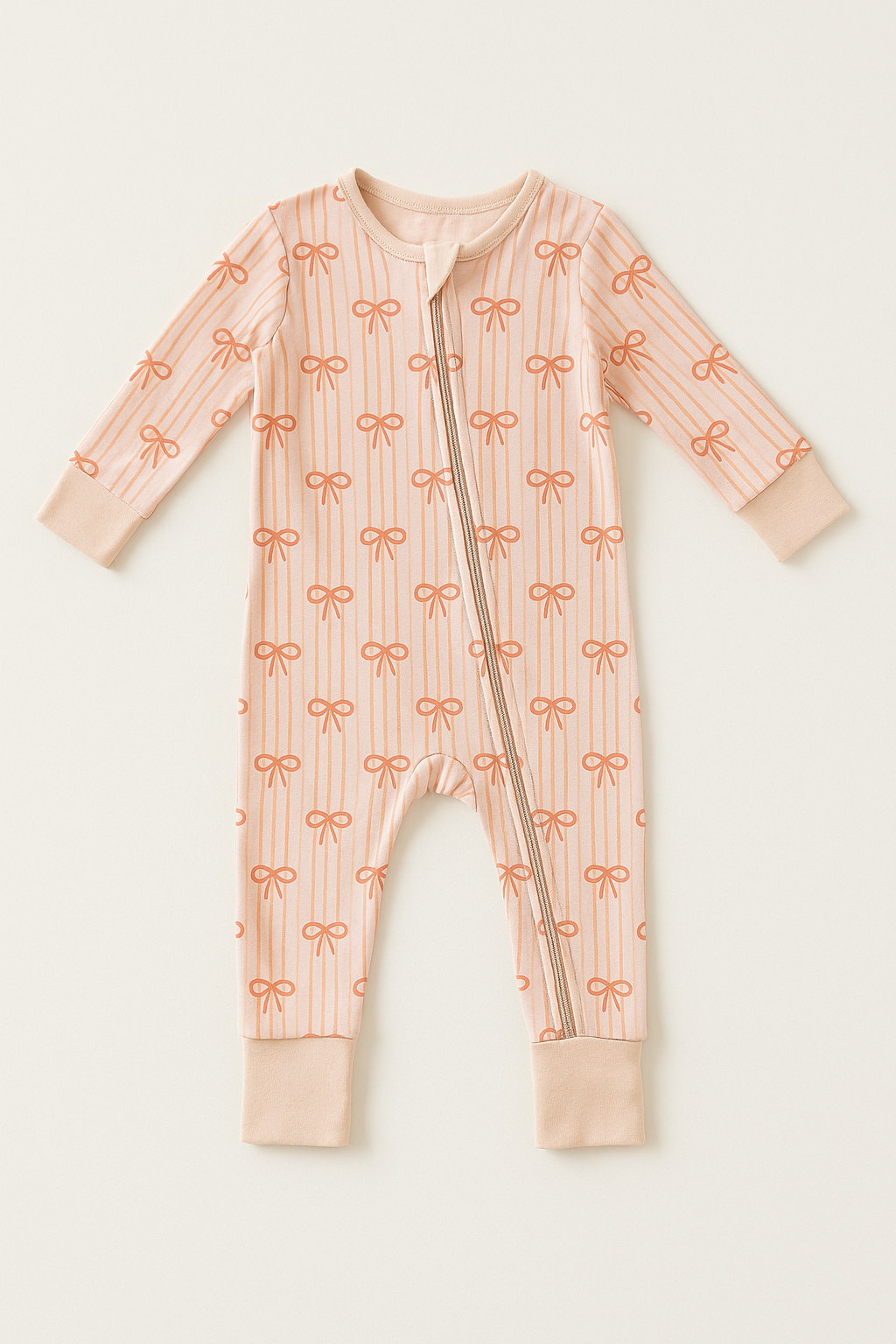 Bow Stripe Bamboo Baby Pajamas