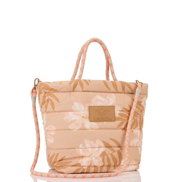 Aloha Collection Adrift Large Quilted Rope Tote Camel