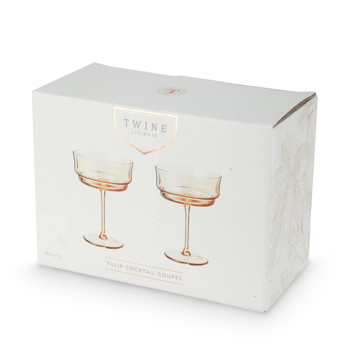 Tulip Amber-Tinted Glass Stemmed Cocktail Coupes - Set of 2