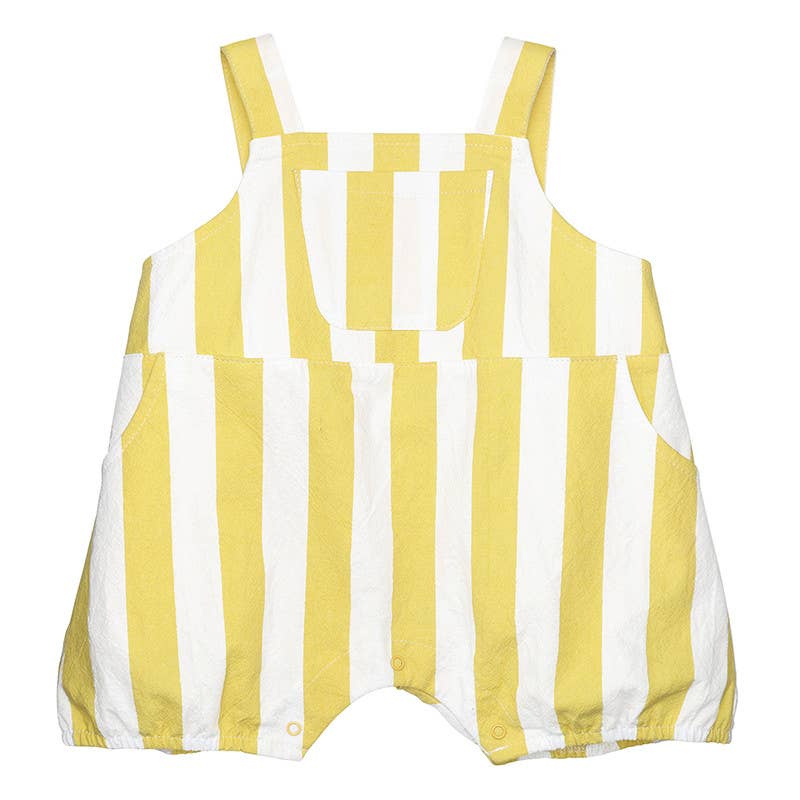 Overall Romper - Yellow Stripes