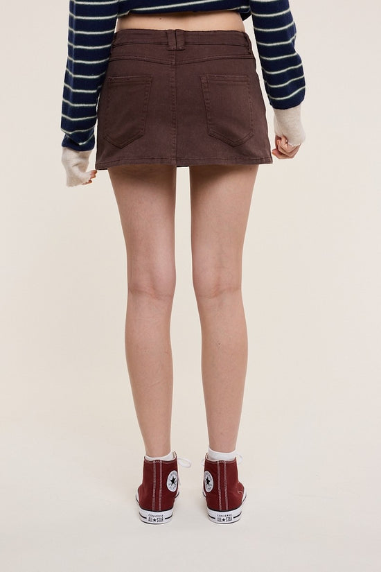 Trish Denim Mini Skort Dark Oak