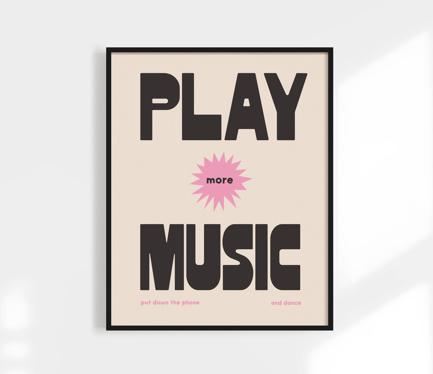 Play More Music Print  Black