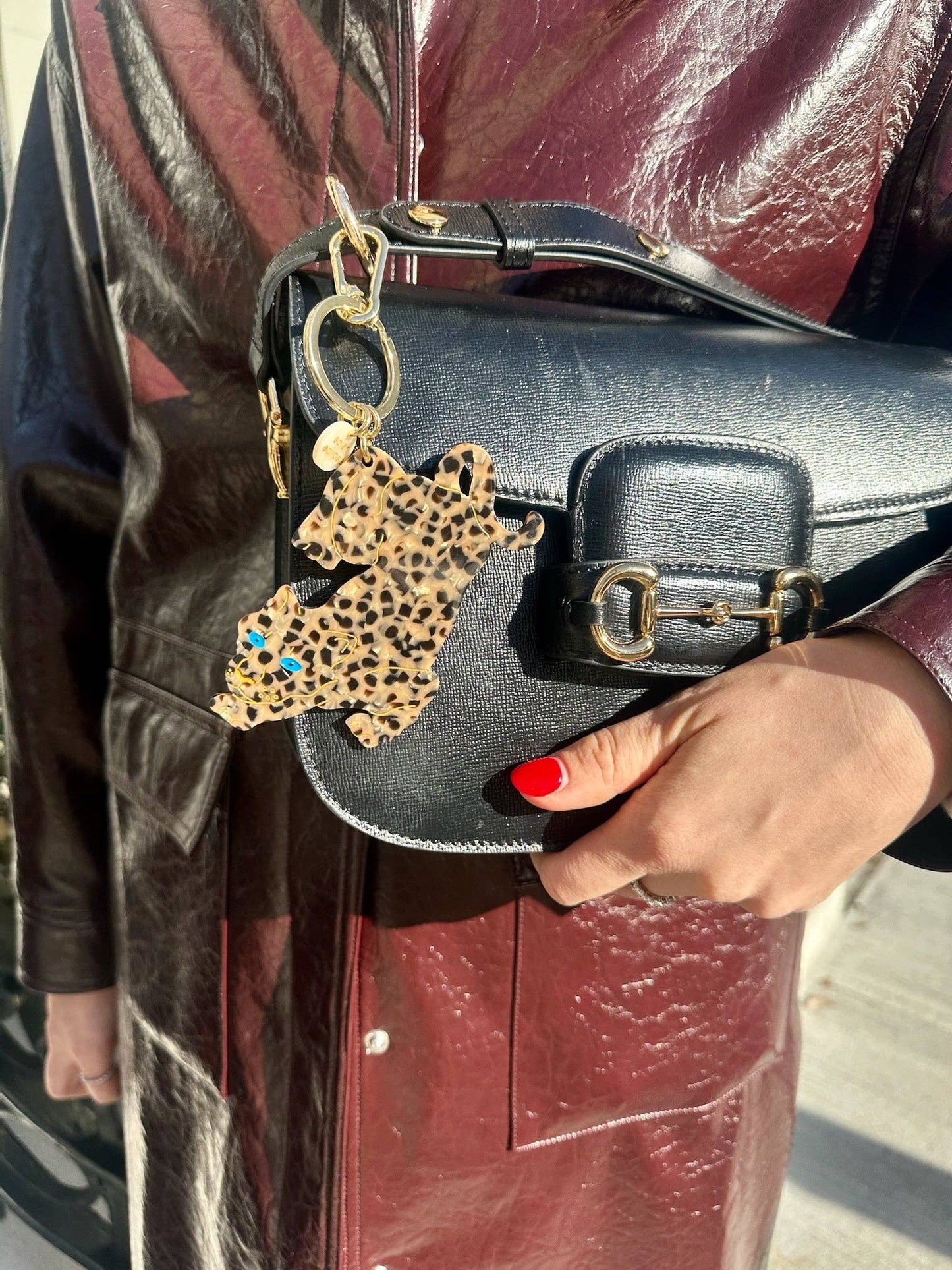 Solar Eclipse Hand-Painted Leopard Bag Charm + Keychain