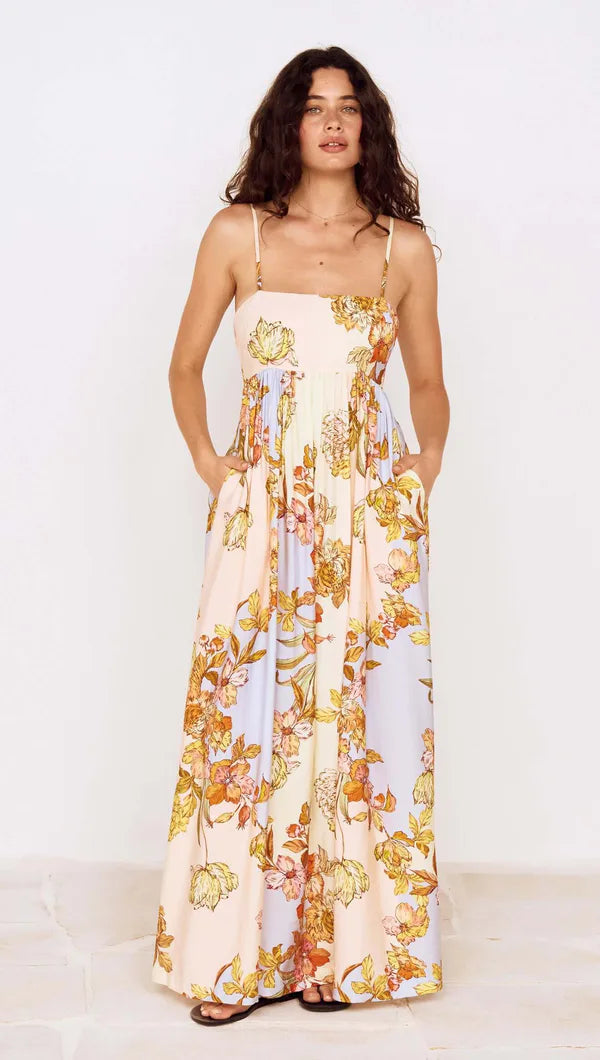 MINKPINK Fiore Tie Back Maxi Dress Pastel Floral – The Wander Shop