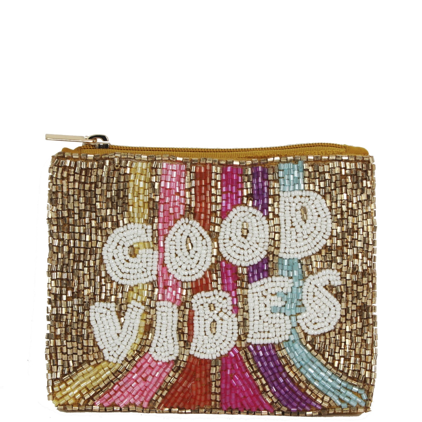 Good Vibes Beaded Pouch