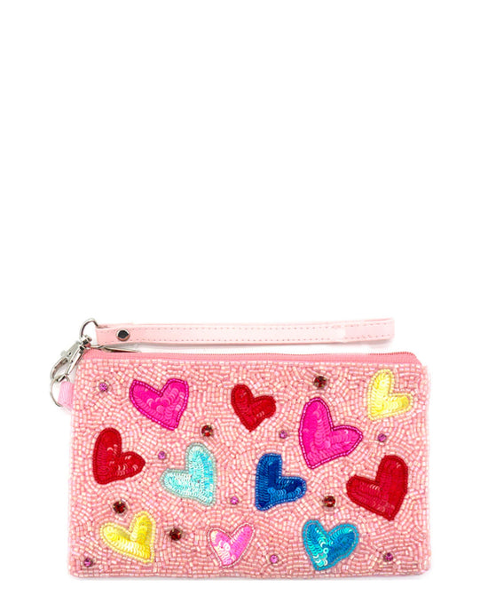 Load image into Gallery viewer, Multi Hearts Seed Bead Bag

