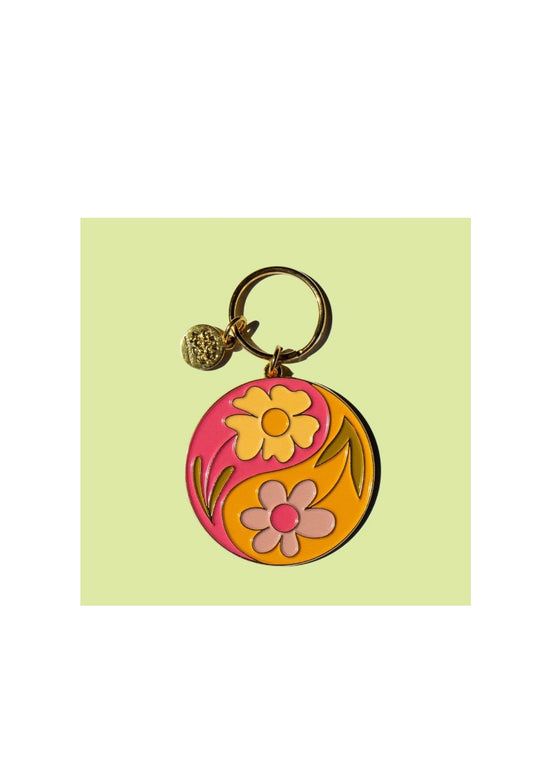 Yin Yang Floral Keychain