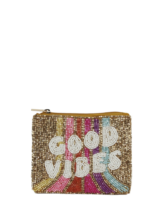 Good Vibes Beaded Pouch