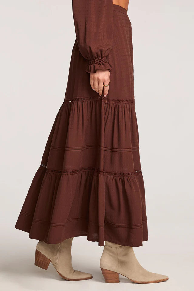 Saltwater Luxe Jaycee Midi Skirt Chocolate