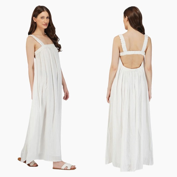 America & Beyond Silver Stripe Maxi Dress