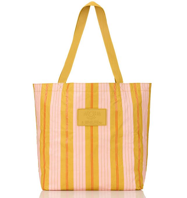 Aloha Collection Reversible Tote Market Stripe Hey Girl On Hot Mustard