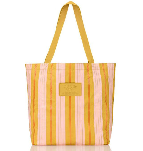 Aloha Collection Reversible Tote Market Stripe Hey Girl On Hot Mustard