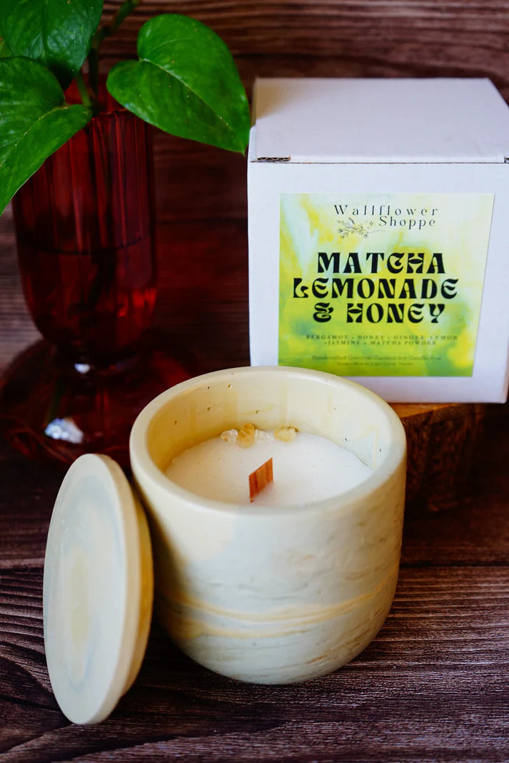 Wallflower Shoppe Concrete Candle Matcha Honey & Lemonade