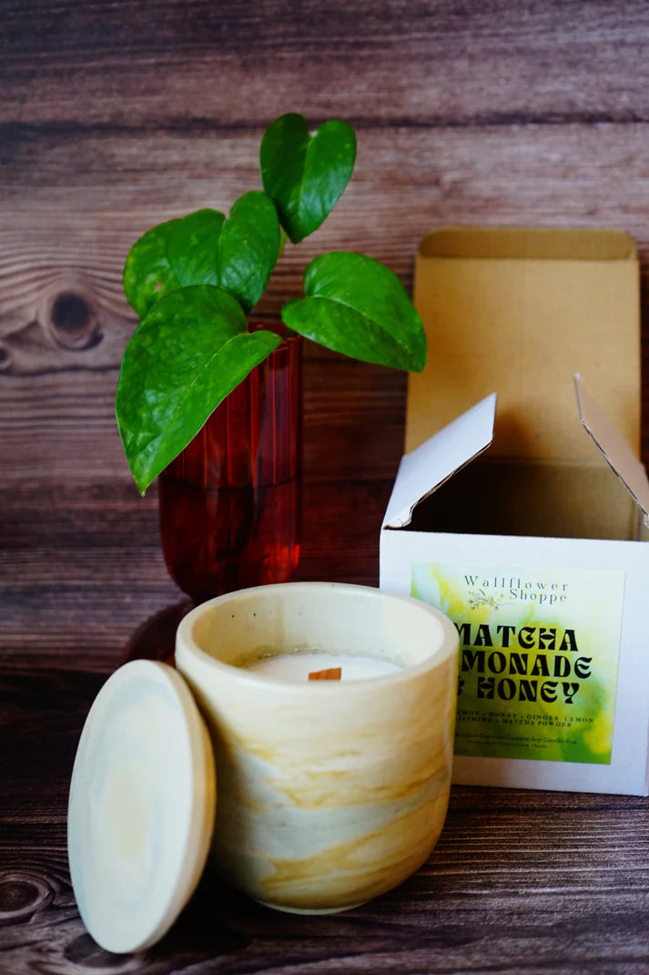 Wallflower Shoppe Concrete Candle Matcha Honey & Lemonade