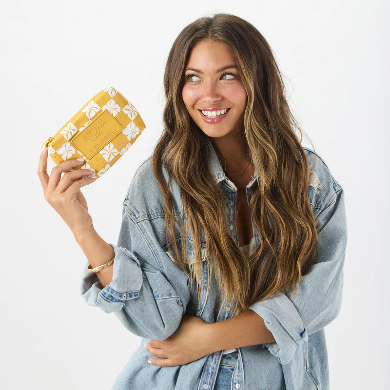 Aloha Collection Pua Check Mini Pouch Hey Girl On Hot Mustard