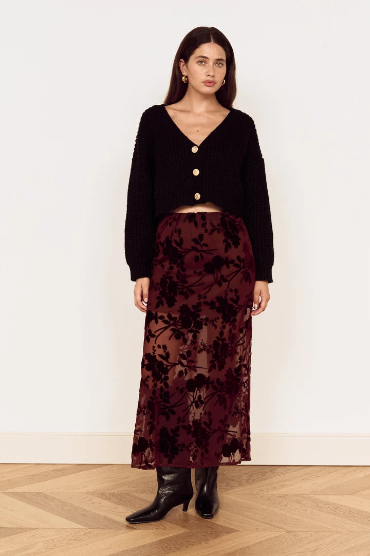 MINKPINK Anouk Velvet Midi Skirt