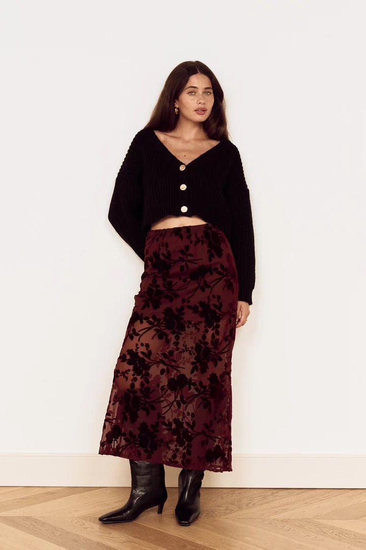 MINKPINK Anouk Velvet Midi Skirt