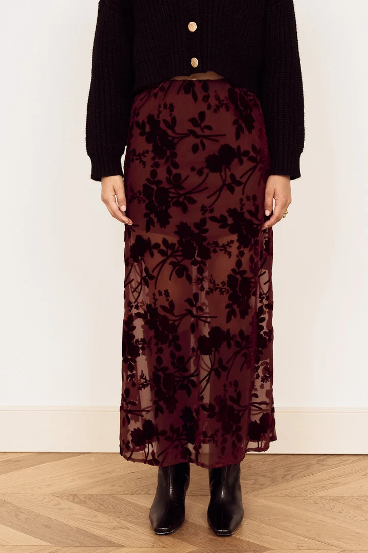 MINKPINK Anouk Velvet Midi Skirt