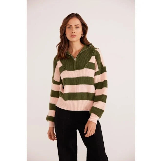 Mink Pink Darcy 1/4 Zip Knit Sweater