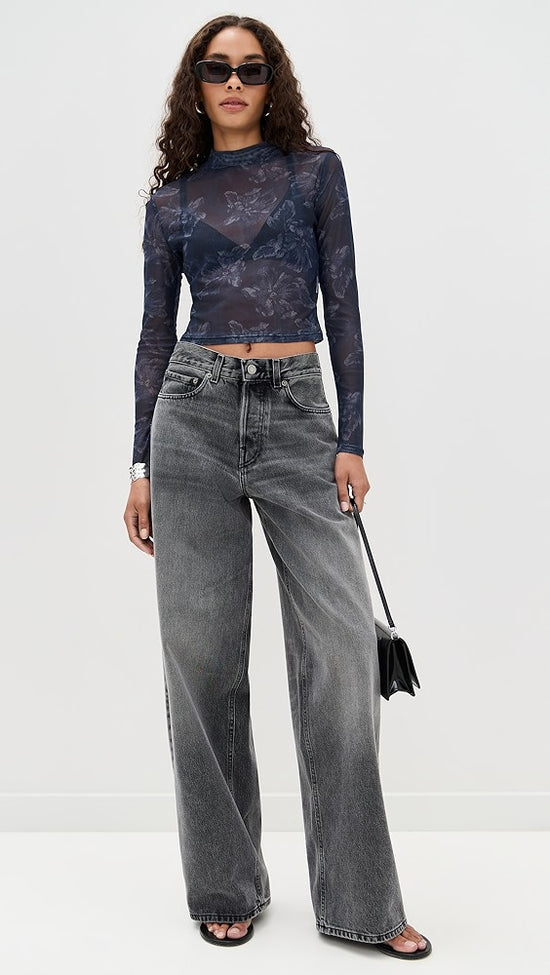 MINKPINK Iris Mesh Top Indigo Floral