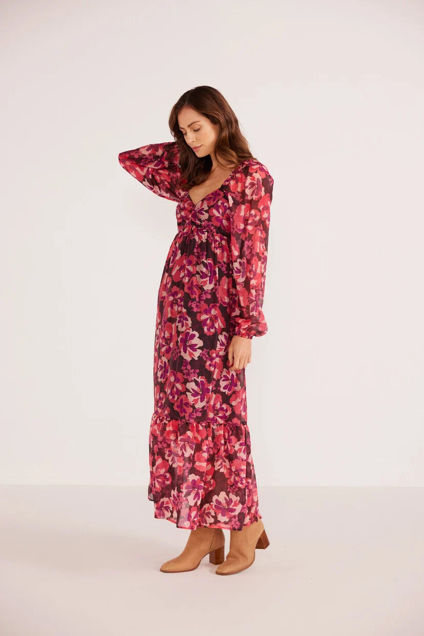 Mink Pink Savannah Babydoll Midi Dress Painterly-Blooms – The