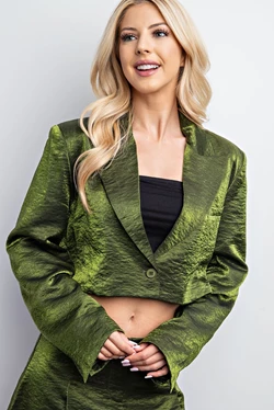 Alicia Olive Crop Jacket