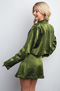 Alicia Olive Crop Jacket