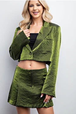 Alicia Olive Crop Jacket