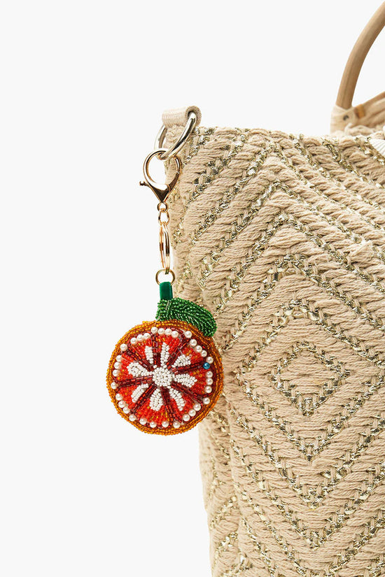 America & Beyond Orange Beaded Keychain