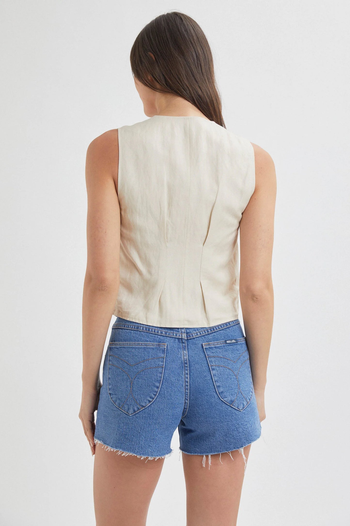 Rolla's Soho Linen Vest Biscuit