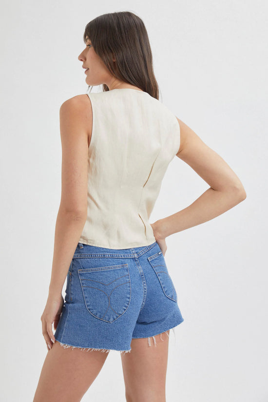 Rolla's Soho Linen Vest Biscuit