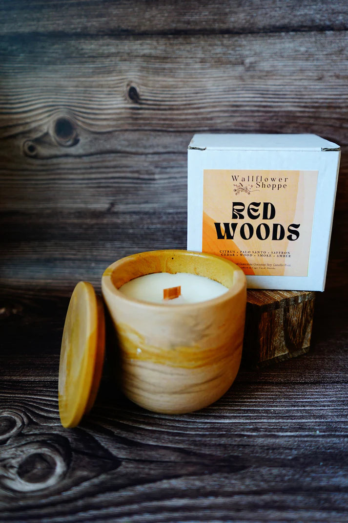 Wallflower Shoppe Concrete Candle Red Woods