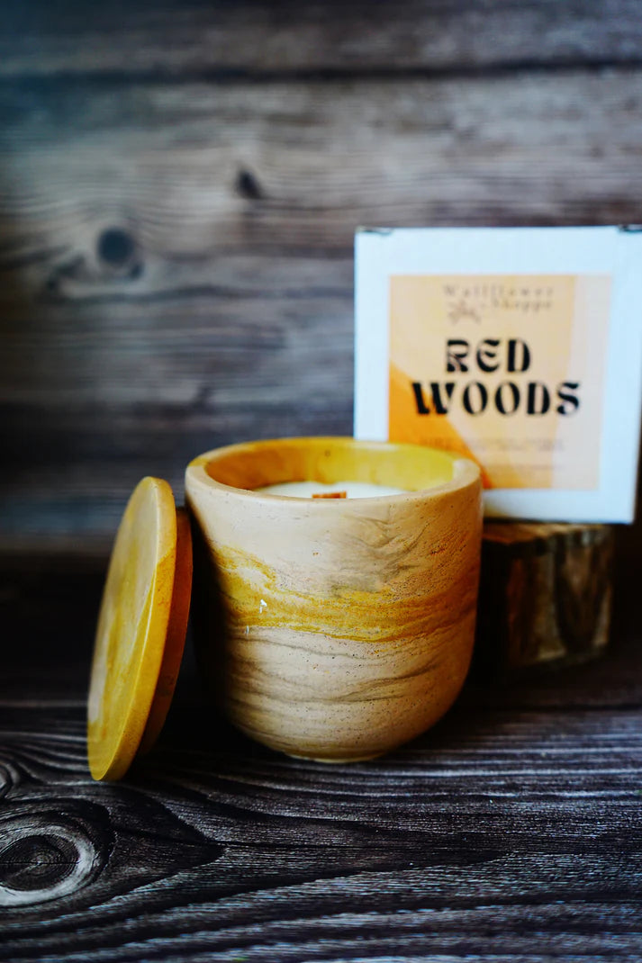 Wallflower Shoppe Concrete Candle Red Woods