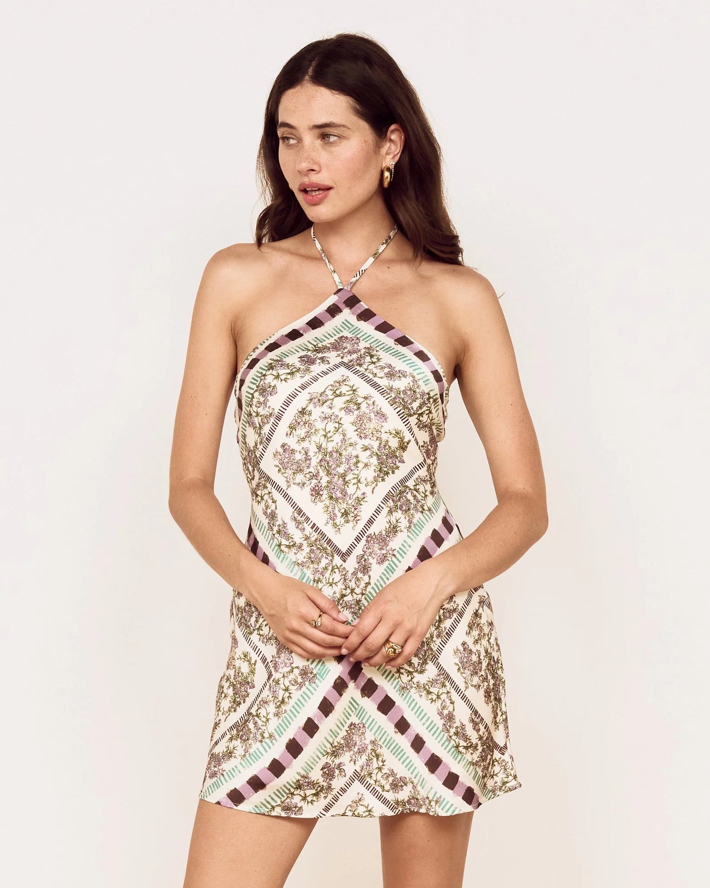 MINKPINK Reese Floral Halter Mini Dress