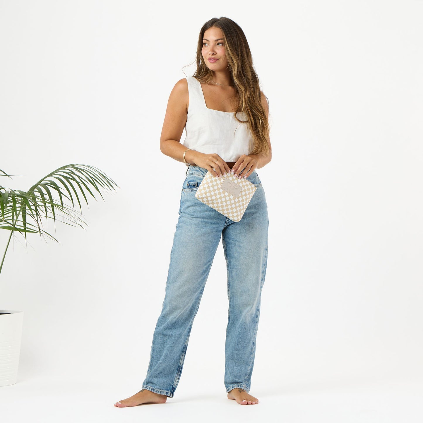 Aloha Collection Petite Check Small Pouch Latte