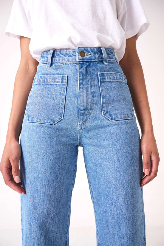 Load image into Gallery viewer, Rolla&amp;#39;s Sailor Lily Blue Jeans Mid Blue
