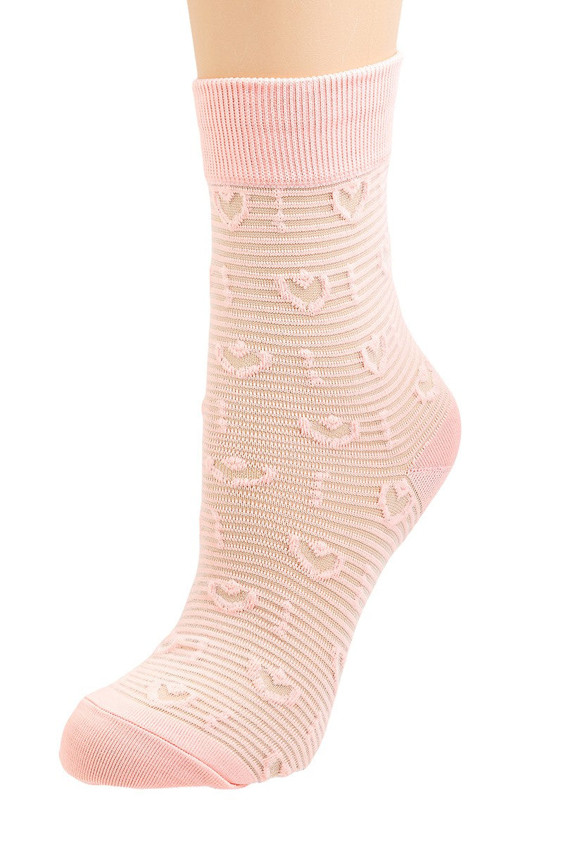 Sheer Pink Heart Socks