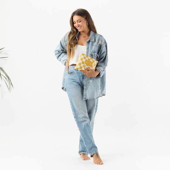 Aloha Collection Pua Check Small Pouch Hey Girl On Hot Mustard