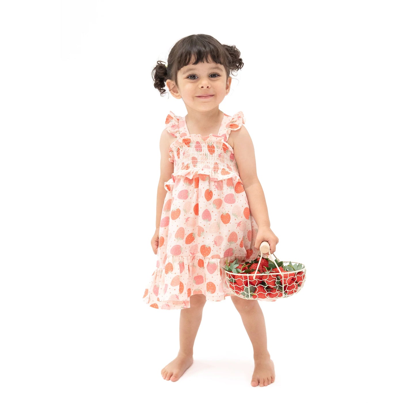 Angel Dear Strawberry Bliss Smocked Ruffle Sundress and Diaper Cover