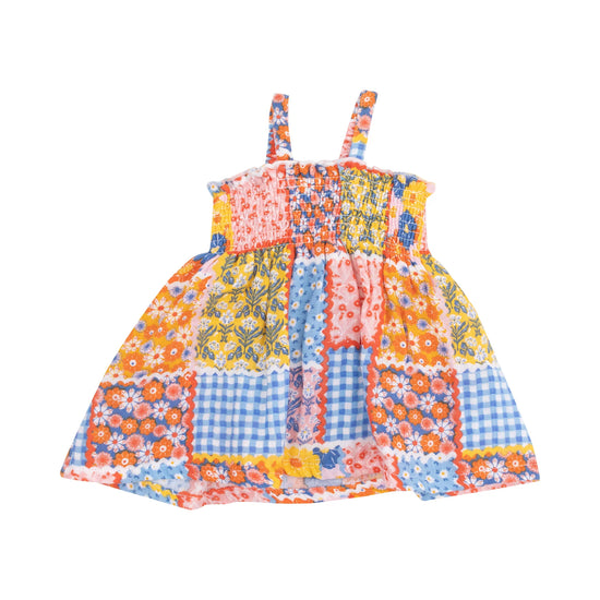 Load image into Gallery viewer, Angel Dear Ric Rac Patchwork Smocked Top &amp;amp; Bloomer
