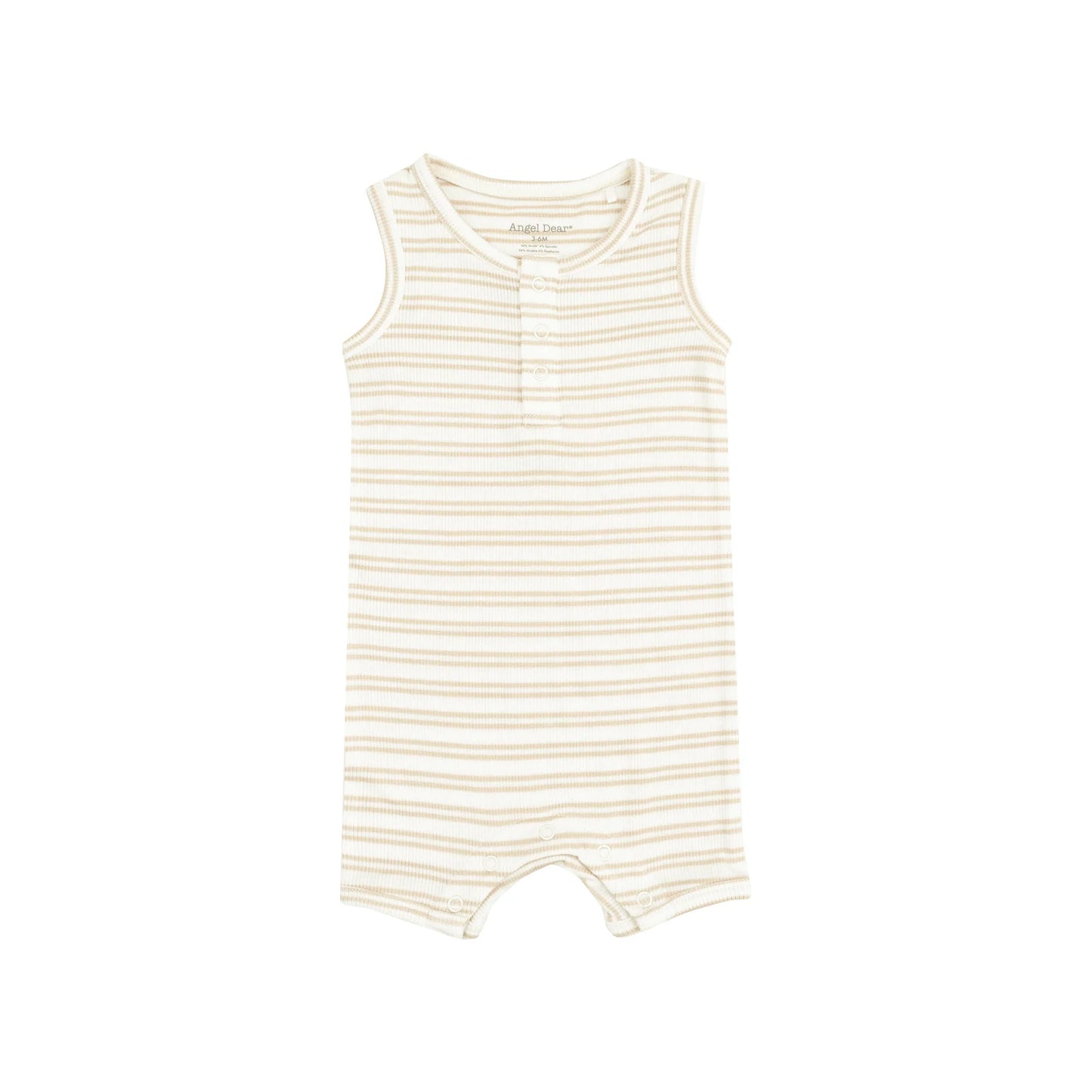 Angel Dear Stripe Oxford Tan Shortie Romper